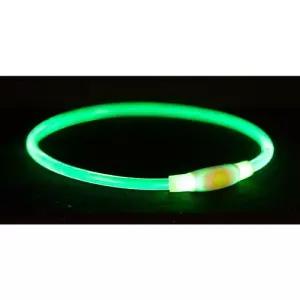 Flash light ring USB, blikací obojek, zelená (S-M: 40 cm/ ø 8 mm)