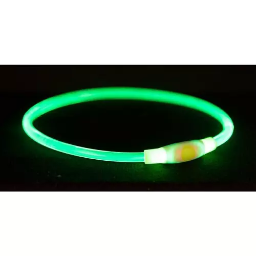 Flash light ring USB, blikací obojek, zelená (L-XL: 65 cm/ ø 8 mm)