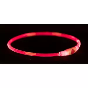 Flash light ring USB, blikací obojek, červená (S-M: 40 cm/ ø 8 mm)