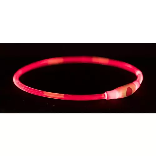 Flash light ring USB, blikací obojek, červená (L-XL: 65 cm/ ø 8 mm)