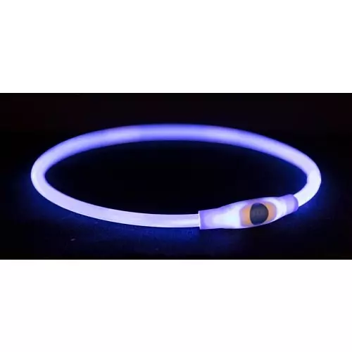 Flash light ring USB, blikací obojek, modrá (S-M: 40 cm/ ø 8 mm)