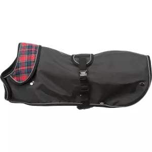 Kabátek HERMY 2v1, střih jezevčík, černá/červená (XS: 28 cm, hruď: 34-40 cm, krk: 20-26 cm)