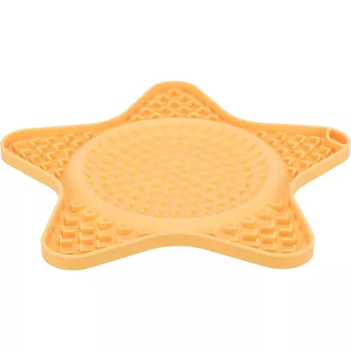 Lick´n´Snack HVĚZDA - podložka k pomalému krmení, 23,5 cm, silikon, žlutá