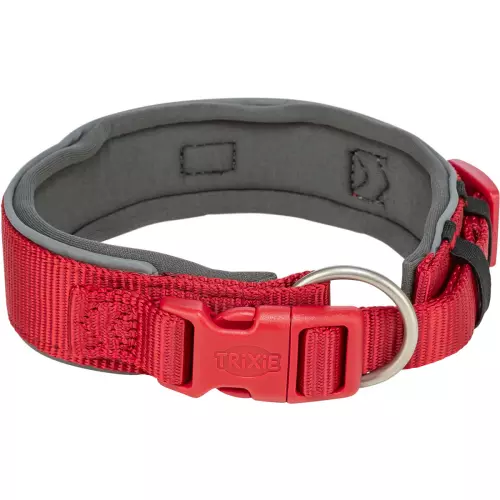PREMIUM obojek extra široký, červená/grafit (M-L: 40-48 cm/40 mm)