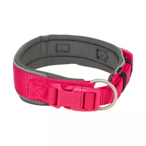 PREMIUM obojek extra široký, fuchsia/grafit (L-XL: 53-62 cm/50 mm)