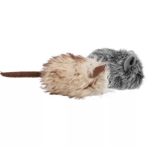 Myška chlupatá s catnipem, 9 cm, šedá/béžová