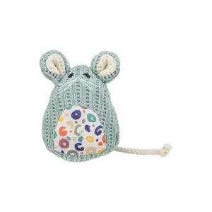 Myška tkaná sedící, s catnipem, 11 cm