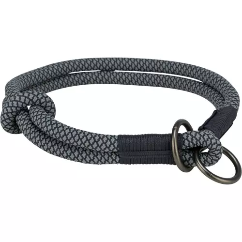 Soft Rope kulatý polostahovací obojek, černá/šedá (XS: 25 cm/ 6 mm)