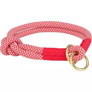 Soft Rope kulatý polostahovací obojek, červená/krémová (L-XL: 55 cm/ 10 mm)