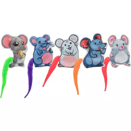 Myška emotivní s catnipem, barevný ocásek, 7.5 cm, látka, 5 druhů