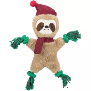 Xmas SLOTH  - vánoční lenochod 30 cm, píská/šustí, plyš/lano