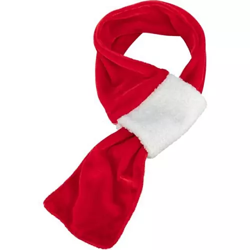 Xmas SCARF - vánoční sametová šála, červená/bílá (90 cm)