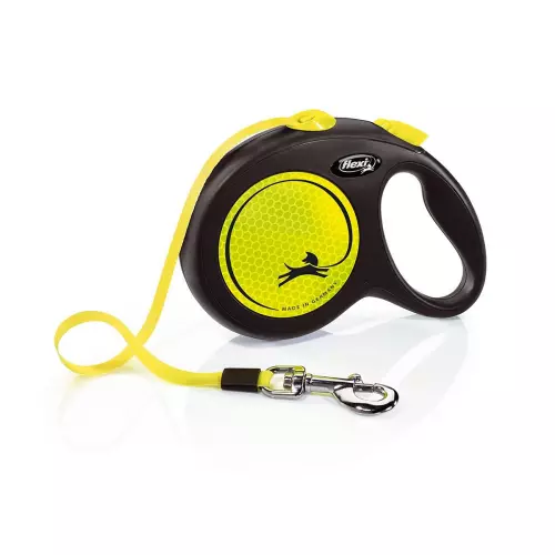 Flexi New Neon pásek, žlutá (S: délka 5 m, do 15 kg)