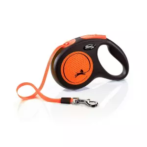Flexi New Neon pásek, oranžová (S: délka 5 m, do 15 kg)