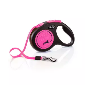 Flexi New Neon pásek, růžová (S: délka 5 m, do 15 kg)
