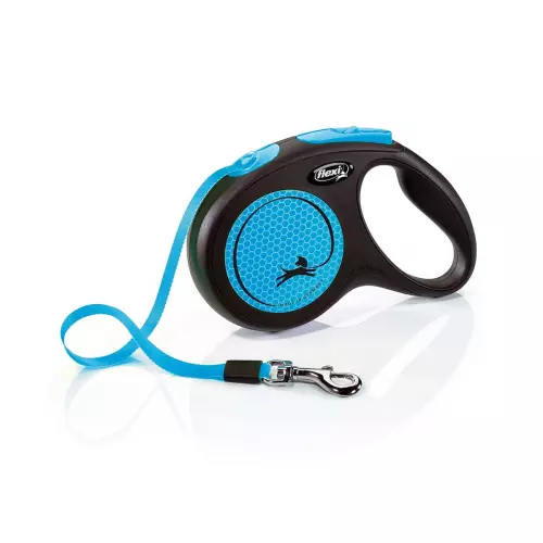 Flexi New Neon pásek, modrá (S: délka 5 m, do 15 kg)