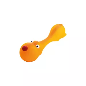 Psík ležící - tvar činky, se zvukem, 22 cm, latex, oranžová, HipHop Dog
