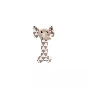 Plátěná kost s hlavou slona, se zvukem, 24 cm, krémová/šedá, HipHop Dog