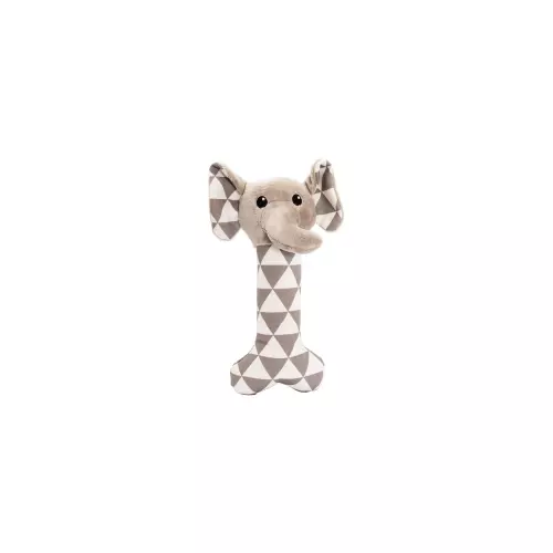 Plátěná kost s hlavou slona, se zvukem, 24 cm, krémová/šedá, HipHop Dog