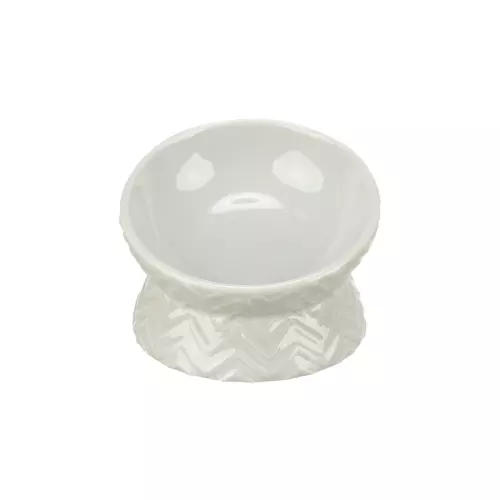 Keramická miska vyvýšená, ergonomický tvar, 0,15 l / 13 cm, světlešedá