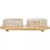 Set misek v bambusovém stojanu, bílá/světlehnědá (2 × 0,8 l/ ø 16 cm/ 39 x 8 x 20 cm)