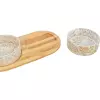 Set misek v bambusovém stojanu, bílá/světlehnědá (2 × 0,8 l/ ø 16 cm/ 39 x 8 x 20 cm)