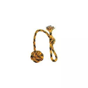 Vrhací bavlněné lano s míčem HipHop Dog ROPE o 7cm / 48 cm, neon oranžová, černá, žlutá