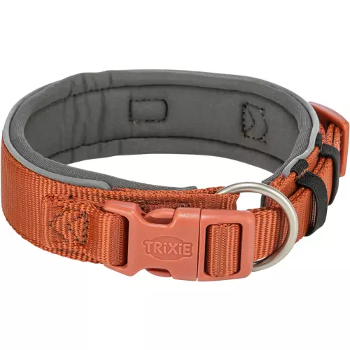 PREMIUM obojek extra široký, rezavá/grafit (S-M: 33-42 cm/35 mm)