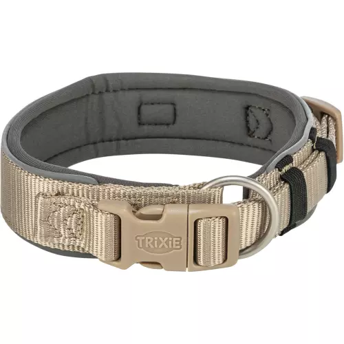 PREMIUM obojek extra široký, písková/grafit (L-XL: 53-62 cm/50 mm)