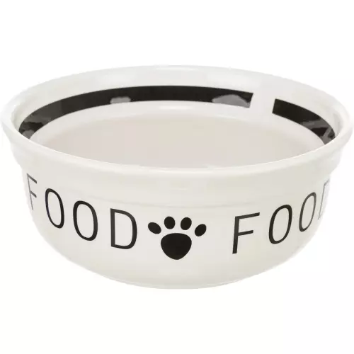 Keramická miska FOOD, bílá/černá (0,6 l/ ø 15 cm)