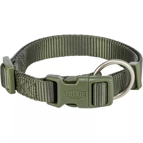 Nylonový obojek PREMIUM, olivově zelená (S:25-40cm/15mm)