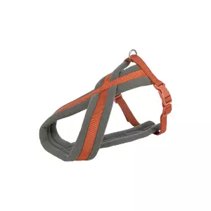 Nylonový postroj PREMIUM podšitý, rezavá/grafit (S-M:hruď:40-70cm/20mm)