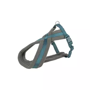 Nylonový postroj PREMIUM podšitý, petrolejová/grafit (S-M:hruď:40-70cm/20mm)