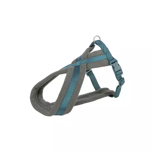 Nylonový postroj PREMIUM podšitý, petrolejová/grafit (S-M:hruď:40-70cm/20mm)