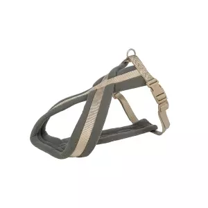 Nylonový postroj PREMIUM podšitý, písková/grafit (L:hruď:60-100cm/25mm)