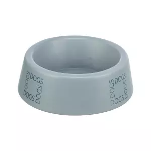 Keramická miska pro psy s nápisem DOGS, šedomodrá (0,4 l/ ø 16 cm)