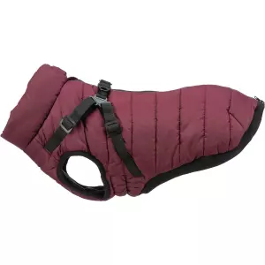 Zimní bunda PIROU s postrojem, sangria (XXS: 24cm, hruď: 38-42cm, krk: až 30cm)