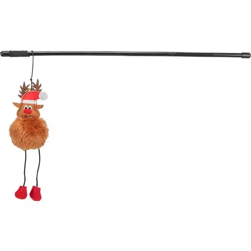 Xmas Reindeer Rod - vánoční hrací prut se sobem, 45 cm, plast/plyš