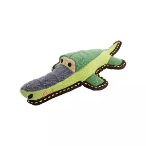 Krokodýl 30 cm, robustní aport pro psy, tkaná látka, zelená/šedá, HipHop Dog