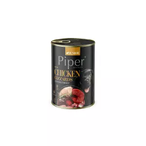 NEW PIPER JUNIOR s kuřecími žaludky a červenou řepou, konzerva pro štěňata, 400 g