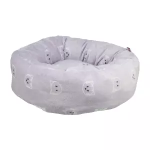 Kulatý pelíšek MIMI 50 cm, motiv kočičí hlavy, lila - LIMITOVANÁ NABÍDKA