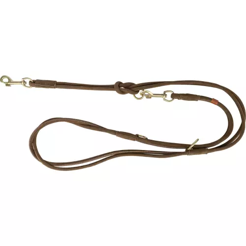 Vodítko PURE kožené kulaté nastavitelné, S: 2 m/ 10 mm, hnědá