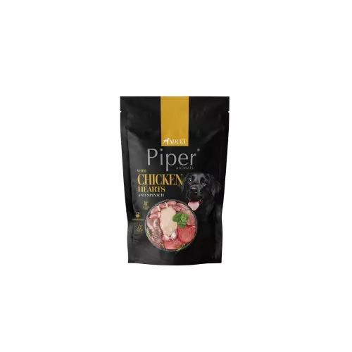 NEW PIPER s kuřecími srdíčky a špenátem, kapsička pro psy 500 g