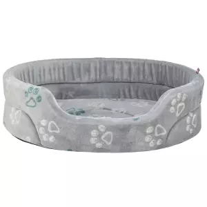 Pelech JIMMY Soft oválný, měkký plyš, světlešedý s tlapkami (45 x 35 cm)