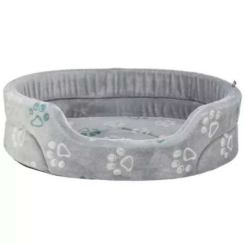 Pelech JIMMY Soft oválný, měkký plyš, světlešedý s tlapkami (45 x 35 cm)