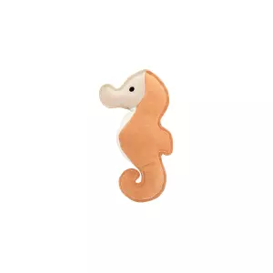 Mořský koník HipHop Dog, 23 cm, robustní kožená hračka / aport, krémová/hořčicová