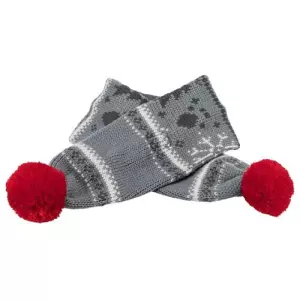 Vánoční šál s bambulkou, S: 50 cm, šedobílá/červená