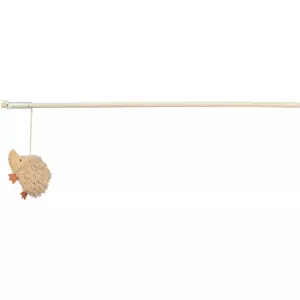 Vánoční hrací prut s ježkem a catnipem, 48 cm, plyš/dřevo, béžová/zlatá
