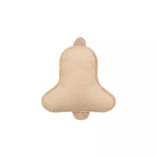 Vánoční zvoneček s catnipem, 9.5 cm, filc, béžová