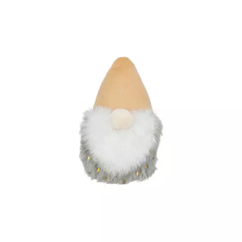 Vánoční skřítek s catnipem, 10 cm, plyš, béžová/šedá/bílá